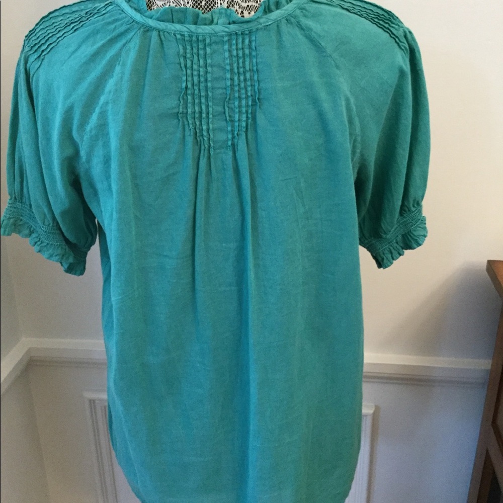 GREEN PEASANT BLOUSE - Picture 2 of 6